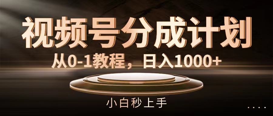 （11931期）视频号分成计划，从0-搞砸网络——教你躺赚