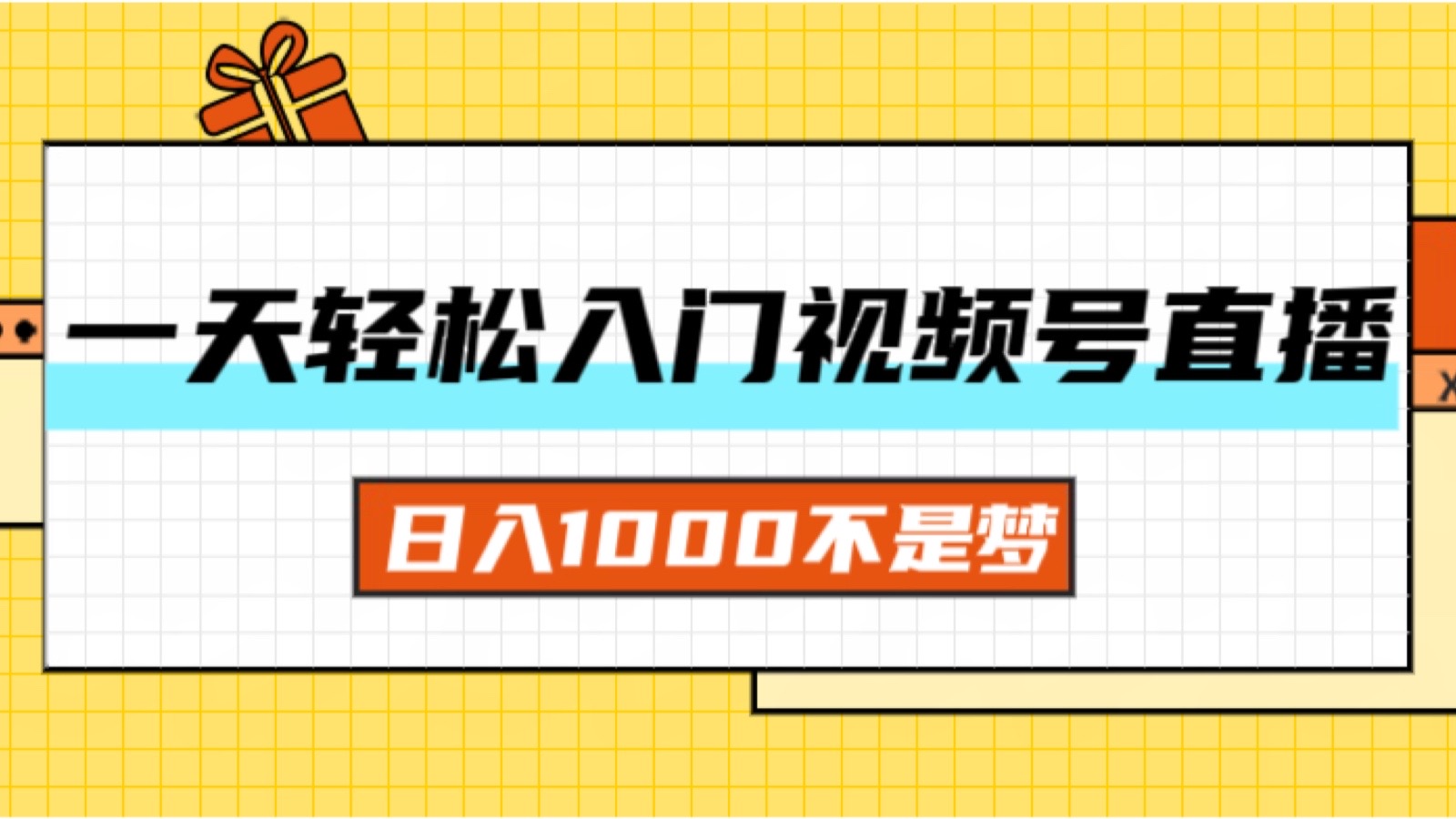 （11906期）一天入门视频号直播带货，日入1000不是梦-搞砸网络——教你躺赚
