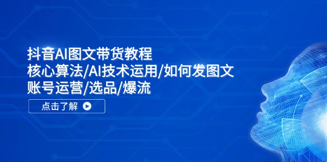 （11958期）抖音AI图文带货教程：核心算法/AI技术运用/如何发图文/账号运营/选品/爆流-搞砸网络——教你躺赚