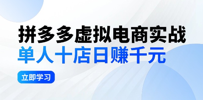 （12326期）拼夕夕虚拟电商实战：单人10店日赚千元，深耕老项目，稳定盈利不求风口-搞砸网络——教你躺赚