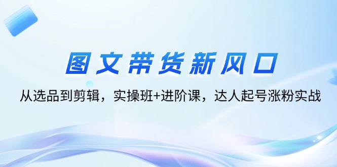 （12306期）图文带货新风口：从选品到剪辑，实操班+进阶课，达人起号涨粉实战-搞砸网络——教你躺赚