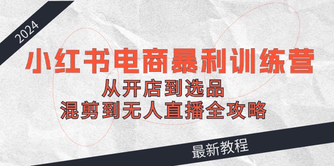 （12361期）2024小红书电商暴利训练营：从开店到选品，混剪到无人直播全攻略-搞砸网络——教你躺赚