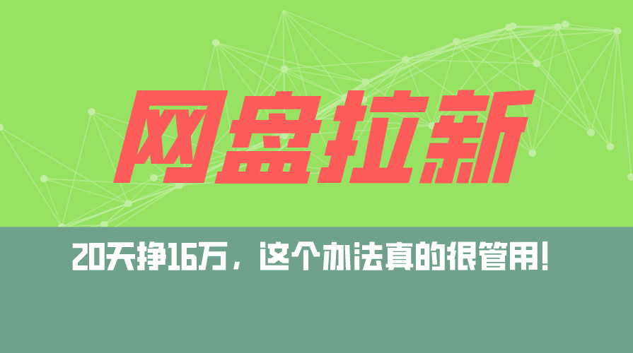 （12294期）网盘拉新+私域运营玩法，零基础入门，小白可操作，当天见效，日入5000+-搞砸网络——教你躺赚