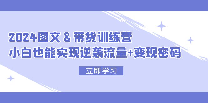 （12137期）2024 图文+带货训练营，小白也能实现逆袭流量+变现密码-创新社-资源网-最新项目分享网站-搞砸网络——教你躺赚