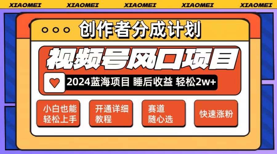 （12084期）微信视频号大风口项目 轻松月入2w+ 多赛道选择，可矩阵，玩法简单轻松上手-搞砸网络——教你躺赚