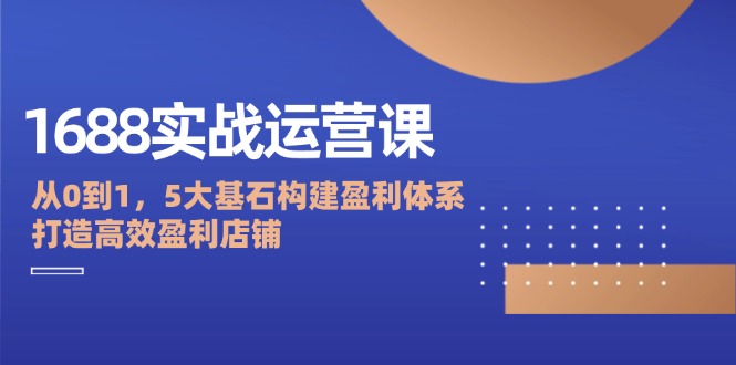 （12482期）1688实战运营课：从0到1，5大基石构建盈利体系，打造高效盈利店铺-搞砸网络——教你躺赚