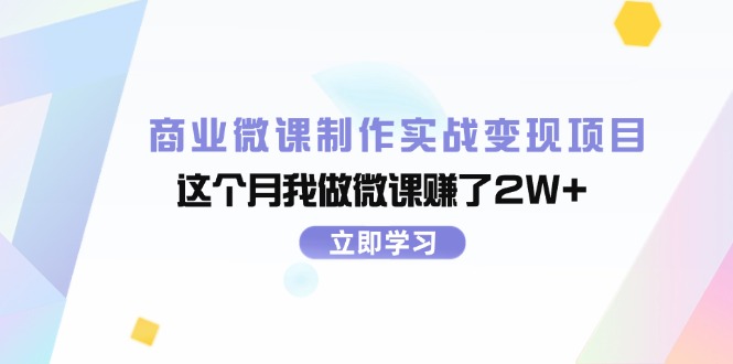 （11959期）商业微课制作实战变现项目，这个月我做微课赚了2W+-搞砸网络——教你躺赚