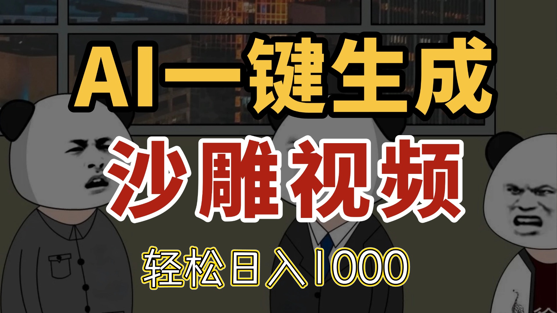 AI一键生成沙雕视频，一条视频千万播放，轻松日入1000-搞砸网络——教你躺赚