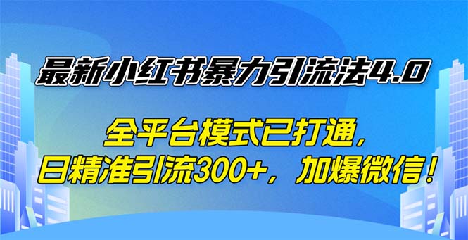 （12505期）最新小红书暴力引流法4.0， 全平台模式已打通，日精准引流300+，加爆微…-搞砸网络——教你躺赚