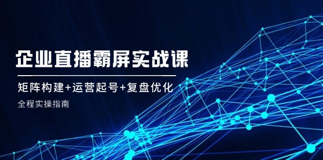 （12338期）企 业 直 播 霸 屏实战课：矩阵构建+运营起号+复盘优化，全程实操指南-搞砸网络——教你躺赚