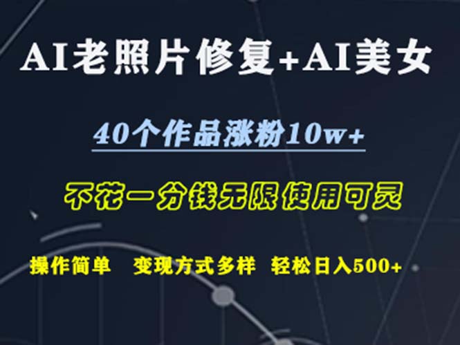 （12489期）AI老照片修复+AI美女玩发  40个作品涨粉10w+  不花一分钱使用可灵  操…-搞砸网络——教你躺赚