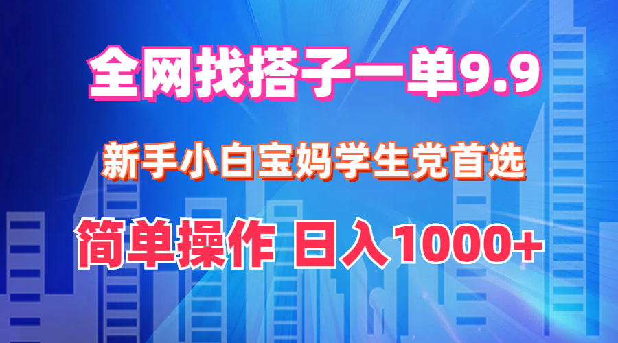 （12295期）全网找搭子1单9.9 新手小白宝妈学生党首选 简单操作 日入1000+-搞砸网络——教你躺赚