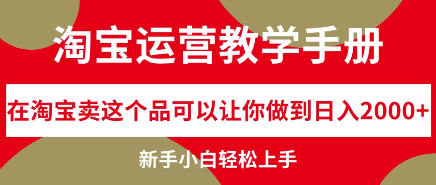 （12351期）淘宝运营教学手册，在淘宝卖这个品可以让你做到日入2000+，新手小白轻…-搞砸网络——教你躺赚