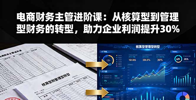 电商财务主管进阶课：从核算型到管理型财务的转型，助力企业利润提升30%-搞砸网络-www.gaoza.cn