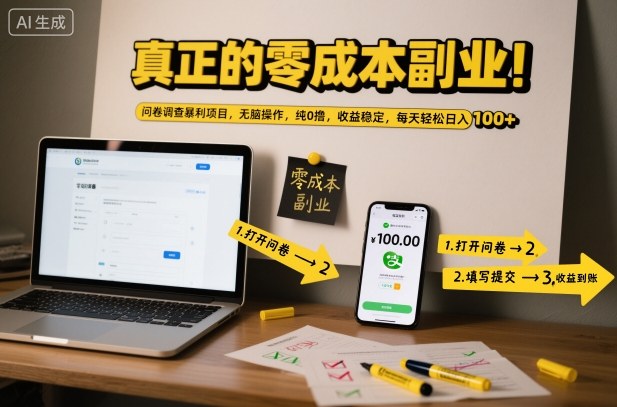 真正的零成本副业！问卷调查暴利项目，无脑操作，纯0撸，收益稳定，每天轻松日入100+【揭秘】-搞砸网络-www.gaoza.cn