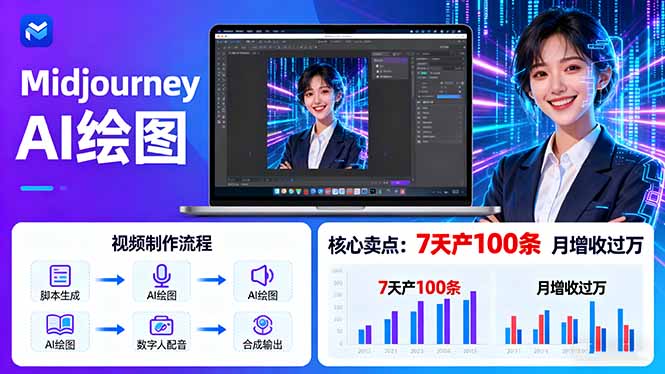 AI绘图照片开口说话视频制作：Midjourney+数字人，7天产100条月增收过万-搞砸网络-www.gaoza.cn