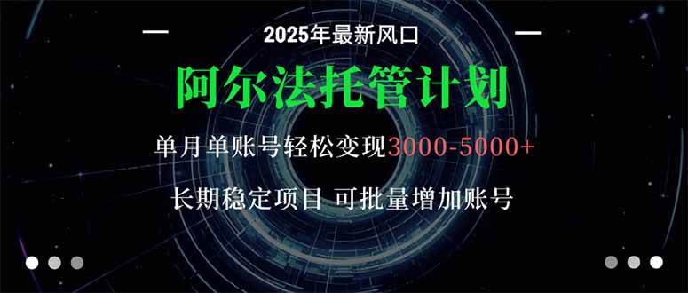 （16360期）阿尔法托管计划 单账号月入3000-5000，长期稳定项目，新手小白轻松上手。-搞砸网络-www.gaoza.cn