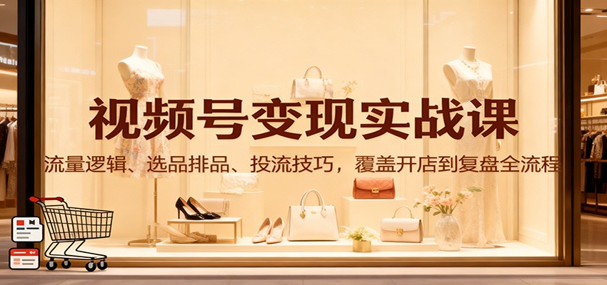 视频号变现实战课：流量逻辑、选品排品、投流技巧，覆盖开店到复盘全流程-搞砸网络-www.gaoza.cn