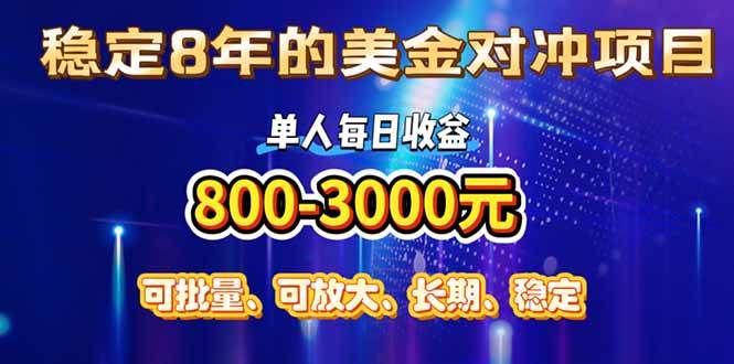 （15782期）稳定8年的美金对冲创业项目，单人每日收益800-3000，小众暴力项目-搞砸网络-www.gaoza.cn