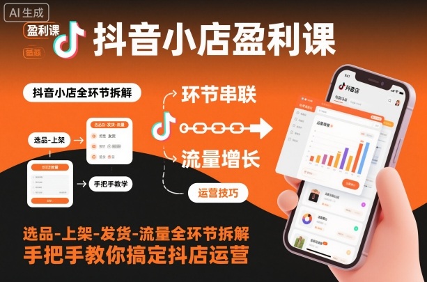 抖音小店盈利课-选品-上架-发货-流量全环节拆解，手把手教你搞定抖店运营-搞砸网络-www.gaoza.cn