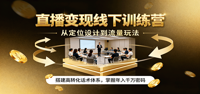 直播变现线下训练营，从定位设计到流量玩法，搭建高转化话术体系，掌握年入千万密码-搞砸网络-www.gaoza.cn