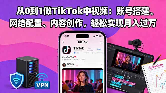 （16461期）从0到1做TikTok中视频：账号搭建、网络配置、内容创作，轻松实现月入过万-搞砸网络-www.gaoza.cn