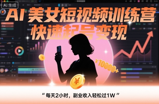 AI美女短视频训练营，快速起号变现，每天2小时，副业收入轻松过1W-搞砸网络-www.gaoza.cn