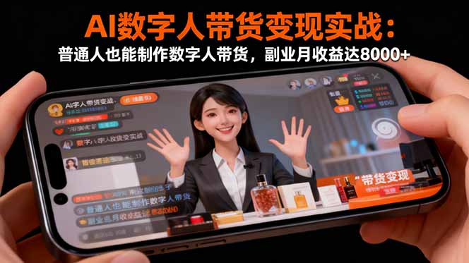 AI数字人带货变现实战：普通人也能制作数字人带货，副业月收益达8000+-搞砸网络-www.gaoza.cn