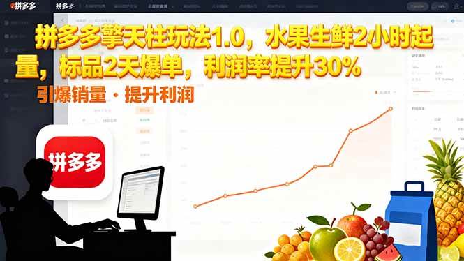 （16429期）拼多多 擎天柱玩法1.0，水果生鲜2小时起量，标品2天爆单，利润率提升30%-搞砸网络-www.gaoza.cn