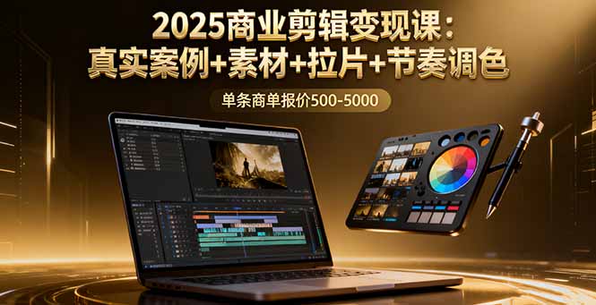 2025商业剪辑变现课：真实案例+素材+拉片+节奏调色，单条商单报价500-5000-搞砸网络-www.gaoza.cn