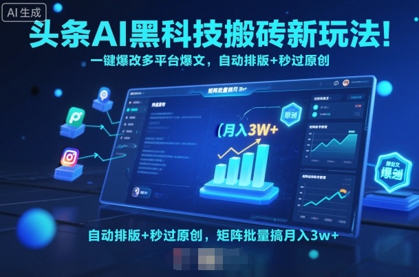 头条AI黑科技搬砖新玩法！一键爆改多平台爆文，自动排版+秒过原创，矩阵批量搞月入3w+【揭秘】-搞砸网络-www.gaoza.cn