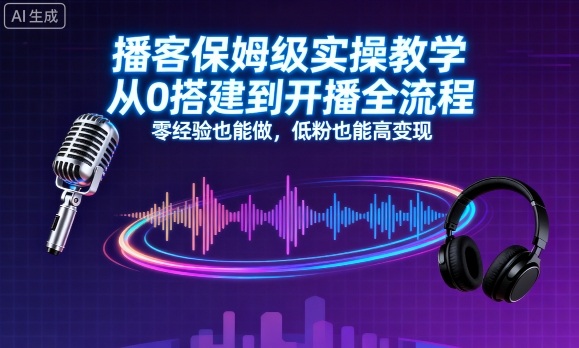 播客保姆级实操教学，从0搭建到开播全流程，零经验也能做，低粉也能高变现-搞砸网络-www.gaoza.cn