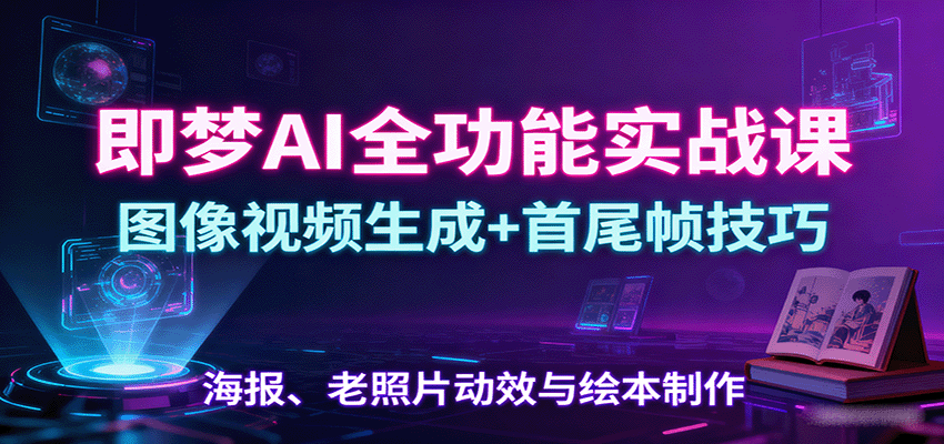 即梦AI全功能实战课：图像视频生成+首尾帧技巧，海报、老照片动效与绘本制作-搞砸网络-www.gaoza.cn