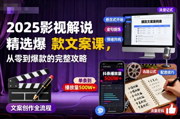 2025影视解说精选爆款文案课，从零到爆款的完整攻略-搞砸网络-www.gaoza.cn