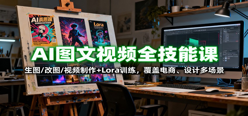 AI图文视频全技能课：生图/改图/视频制作+Lora训练，覆盖电商 、设计多场景-搞砸网络-www.gaoza.cn