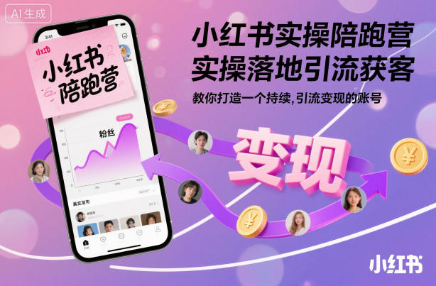 小红书实操陪跑营，实操落地引流获客，教你打造一个持续引流变现的账号-搞砸网络-www.gaoza.cn