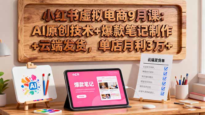 小红书虚拟电商9月课：AI原创技术+爆款笔记制作+云端发货，单店月利3万+-搞砸网络-www.gaoza.cn