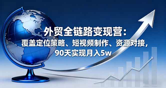 （16173期）外贸全链路变现营：覆盖定位策略、短视频制作、资源对接，90天实现月入5w-搞砸网络-www.gaoza.cn