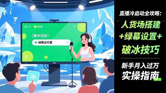 （16605期）直播冷启动全攻略:人货场搭建+绿幕设置+破冰技巧，新手月入过万实操指南-搞砸网络-www.gaoza.cn