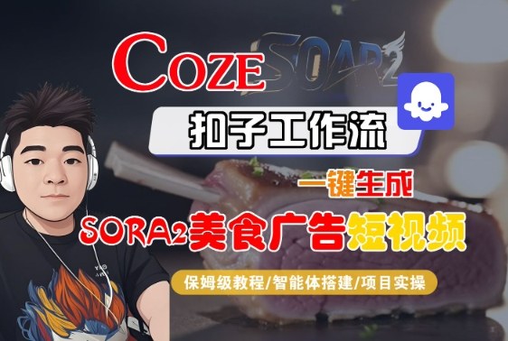 Coze扣子智能体工作流一键生成“SORA2美食广告“短视频，全流程保姆级教学-搞砸网络-www.gaoza.cn