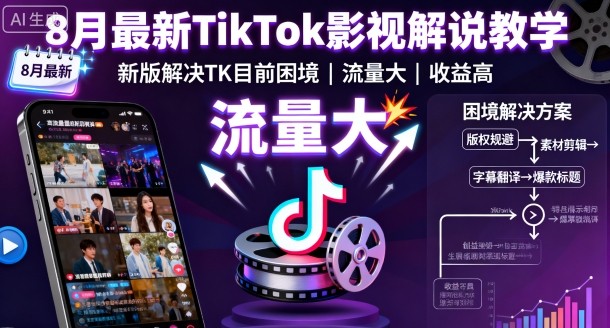 8月最新TikTok影视解说教学，新版解决TK目前困境，流量大，收益高-搞砸网络-www.gaoza.cn