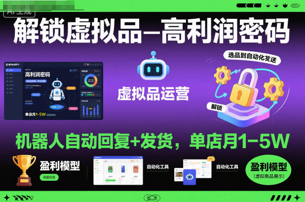 解锁虚拟品高利润密码：机器人自动回复+发货，单店月1-5W【揭秘】-搞砸网络-www.gaoza.cn