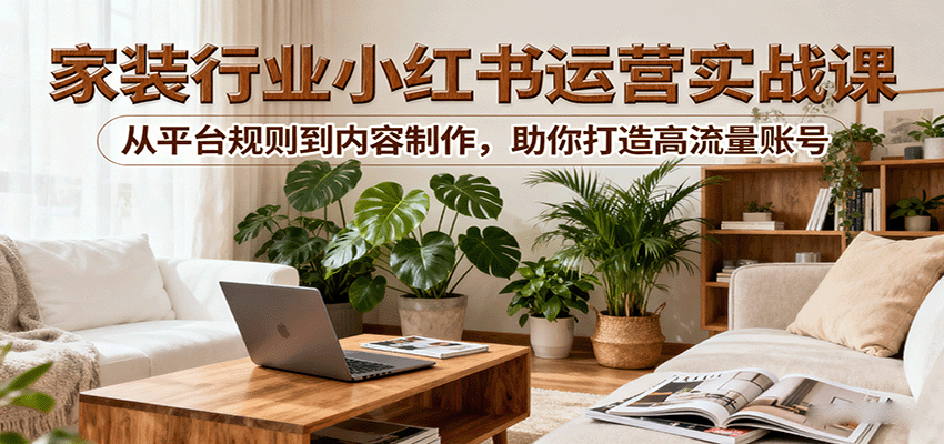 小红书家装行业运营实战课：从平台规则到内容制作，助你打造高流量账号-搞砸网络-www.gaoza.cn