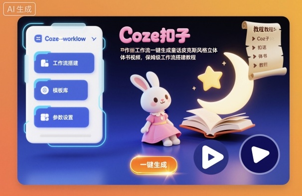 Coze扣子工作流一键生成童话皮克斯风格立体书视频，保姆级工作流搭建教程-搞砸网络-www.gaoza.cn