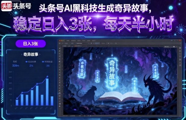 头条号AI黑科技生成奇异故事，稳定日入3张，每天半小时-搞砸网络-www.gaoza.cn