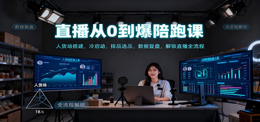 直播从0到爆陪跑课：人货场搭建，冷启动，排品选品，数据复盘，解锁直播全流程-搞砸网络-www.gaoza.cn