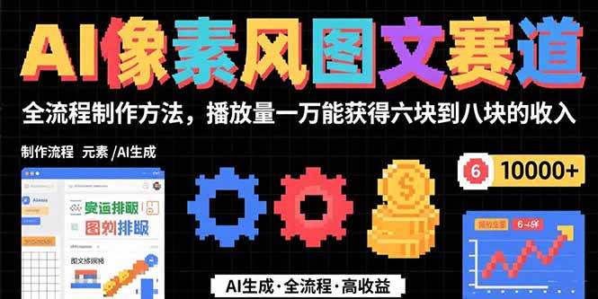 （15572期）AI像素风图文赛道：全流程制作方法，播放量一万能获得6块到8块的收入-搞砸网络-www.gaoza.cn