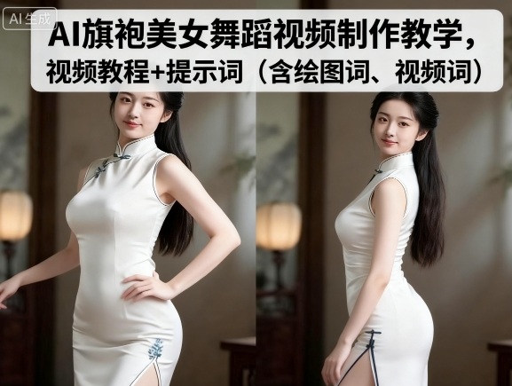 AI旗袍美女舞蹈视频制作教学，视频教程+提示词（含绘图词、视频词）-搞砸网络-www.gaoza.cn