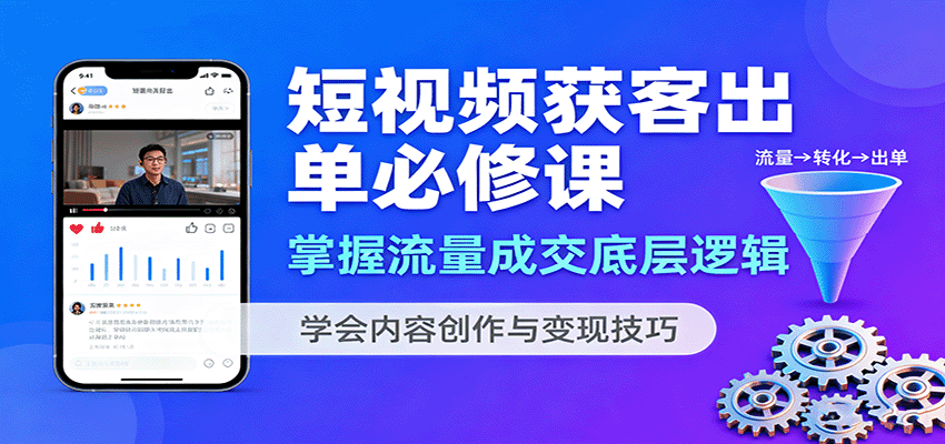 短视频获客出单必修课：掌握流量成交底层逻辑，学会内容创作与变现技巧-搞砸网络-www.gaoza.cn