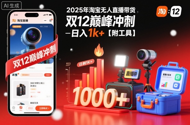2025年淘宝无人直播带货，冲刺双12，日入1k+【附工具】【揭秘】-搞砸网络-www.gaoza.cn